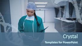  Presentation with information - Presentation theme enhanced with genetic - panoramic view of helix pattern background and a ocean colored foreground