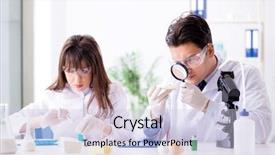  Presentation with testing - Presentation theme enhanced with genetic - two lab doctor testing food background and a lemonade colored foreground