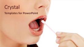  Presentation with ear - Cool new theme with genetic - young woman putting ear stick backdrop and a lemonade colored foreground