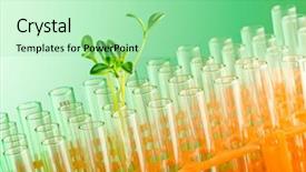  Presentation with genetic lab - Amazing presentation design having genetic engineering - experiment with green seedlings backdrop and a mint green colored foreground