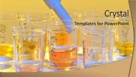  Presentation with genetic lab - Audience pleasing PPT layouts consisting of genetic engineering - glass measurer dripping fluid backdrop and a yellow colored foreground