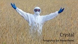  Presentation with biotechnology - Amazing PPT layouts having genetic engineering - happy biotechnology engineer in white backdrop and a coral colored foreground