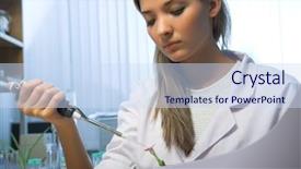  Presentation with plant genetic engineering - Colorful presentation design enhanced with genetic engineering - laboratory test with transgenic plant backdrop and a sky blue colored foreground