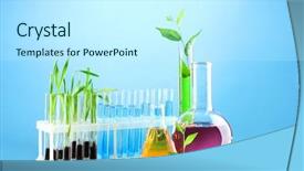  Presentation with test tubes - PPT layouts enhanced with genetic engineering - test tubes with plants background and a cool aqua colored foreground