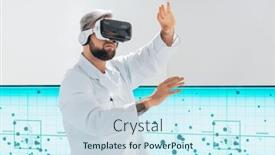  Presentation with virtual laboratory - PPT layouts with genetic-engineers-are-using-virtual background and a sky blue colored foreground