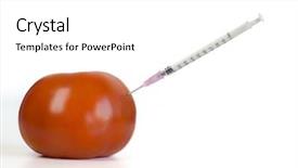  Presentation with genetically - Audience pleasing slide deck consisting of genetic manpulition - genetically engineered food syringe needle backdrop and a  colored foreground