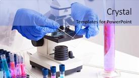 Presentation with lab test - Beautiful theme featuring genetic manpulition - lab technician working with equipment backdrop and a  colored foreground