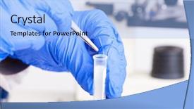  Presentation with lab test - Audience pleasing slide set consisting of genetic manpulition - lab technician working with equipment backdrop and a light blue colored foreground