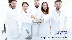  Presentation with biology - PPT layouts consisting of biology flora - successful team of young scientists background and a sky blue colored foreground