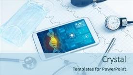  Presentation with medical devices - Slide deck consisting of genetic test and biotechnology concept background and a light blue colored foreground
