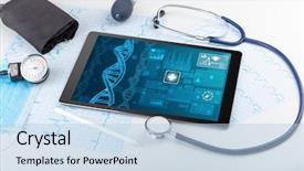  Presentation with medical concept - Presentation theme with genetic test and biotechnology concept background and a light blue colored foreground