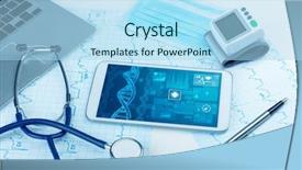  Presentation with medical concept - PPT theme with genetic test and biotechnology concept background and a light blue colored foreground