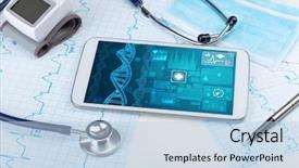  Presentation with medical concept - Slide set enhanced with genetic test and biotechnology concept background and a light blue colored foreground