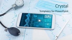  Presentation with medical devices - PPT layouts consisting of genetic test and biotechnology concept background and a light blue colored foreground