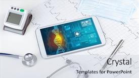  Presentation with medical concept - Cool new PPT layouts with genetic test and biotechnology concept backdrop and a sky blue colored foreground