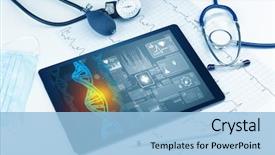  Presentation with medical devices - Beautiful slides featuring genetic test and biotechnology concept backdrop and a light blue colored foreground