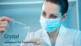  Presentation with genetic testing - Amazing slides having genetic testing - attractive young female scientist working backdrop and a light blue colored foreground