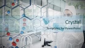  Presentation with blue line - PPT layouts consisting of genetic testing - chemist in protective suit working background and a lemonade colored foreground