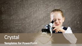  Presentation with dna molecule - Presentation theme consisting of genetic testing - cute school girl examining dna background and a coral colored foreground