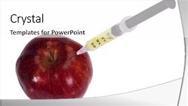  Presentation with syringe - Theme consisting of genetica hormonios - syringe being injected background and a  colored foreground