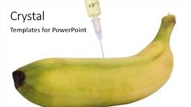  Presentation with banana - Presentation theme enhanced with genetica hormonios - syringe being injected background and a  colored foreground