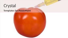  Presentation with ental syringe - Slides enhanced with genetica hormonios - tomato being injected background and a lemonade colored foreground