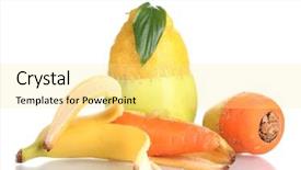  Presentation with genetically - Cool new slide set with genetically modified vegetables and fruits backdrop and a blonde colored foreground