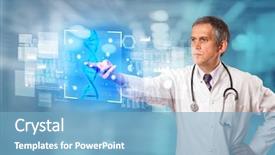  Presentation with biology - Colorful slide deck enhanced with genetiv - doctor touching virtual screen backdrop and a light blue colored foreground