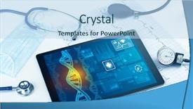  Presentation with medical devices - Amazing slide deck having genetiv - genetic test and biotechnology concept backdrop and a sky blue colored foreground