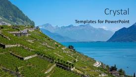  Presentation with mountain lake - Slide set consisting of geneva-lake-and-alps-mountain background and a light blue colored foreground