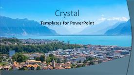  Presentation with lake - Presentation design enhanced with geneva-lake-panorama-view background and a light blue colored foreground