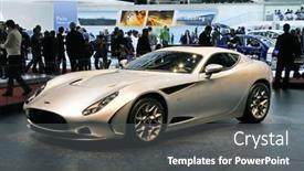  Presentation with car racing - PPT theme with geneva-march-7-racing-car background and a dark gray colored foreground