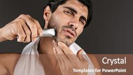  Presentation with young man on the phone - Presentation consisting of genitalia - image of a handsome young background and a  colored foreground