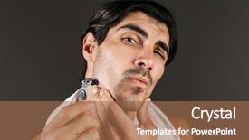  Presentation with shaving - PPT theme with genitalia - image of a handsome young background and a coral colored foreground