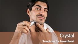  Presentation with gold man smile - Amazing presentation theme having genitalia - image of a smiling handsome backdrop and a  colored foreground