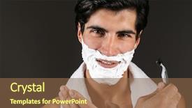  Presentation with shaving - PPT layouts having genitalia - image of a smiling handsome background and a tawny brown colored foreground