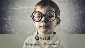  Presentation with eyeglasses - Beautiful presentation theme featuring genius - child with thick eyeglasses backdrop and a light gray colored foreground