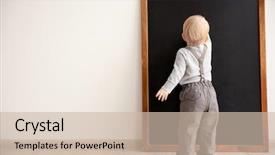  Presentation with behavior management in the classroom - PPT theme with genius - cute little boy writing background and a soft green colored foreground