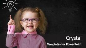 Presentation with idea - Theme enhanced with genius - kid in glasses with idea background and a dark gray colored foreground