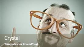  Presentation with bald - Colorful PPT theme enhanced with genius - portrait of a half bald backdrop and a gray colored foreground