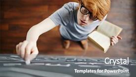  Presentation with classroom - Presentation design featuring genius - top view portrait of young background and a gray colored foreground