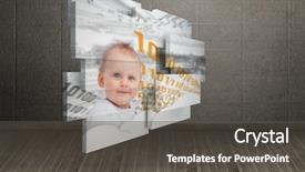  Presentation with baby - Colorful presentation design enhanced with genius baby on abstract screen backdrop and a  colored foreground
