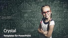  Presentation with glasses - Presentation design featuring genius girl in red glasses background and a dark gray colored foreground