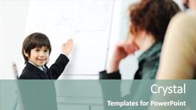  Presentation with speaking - Audience pleasing PPT theme consisting of genius kid on business presentation backdrop and a seafoam green colored foreground