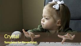  Presentation with operating systems computer - Colorful PPT layouts enhanced with genius kids - child using computer backdrop and a tawny brown colored foreground