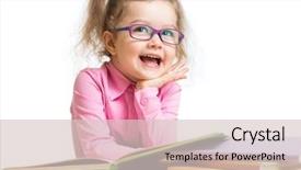  Presentation with kid water glass - Presentation theme with genius kids - funny kid girl in glasses background and a lemonade colored foreground