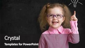  Presentation with glasses - Colorful slide set enhanced with genius kids - happy kid girl in glasses backdrop and a black colored foreground