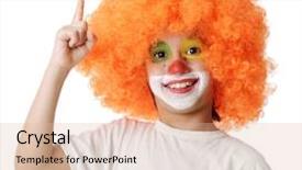  Presentation with clown - PPT theme consisting of genius kids - portrait of happy funny clown background and a  colored foreground