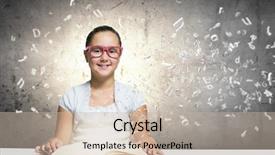  Presentation with child girl reading a book - Beautiful slide deck featuring genius kids - school pretty girl in red backdrop and a mint green colored foreground