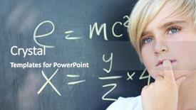  Presentation with blackboard - Cool new presentation with genius kids - schoolboy standing near blackboard backdrop and a ocean colored foreground